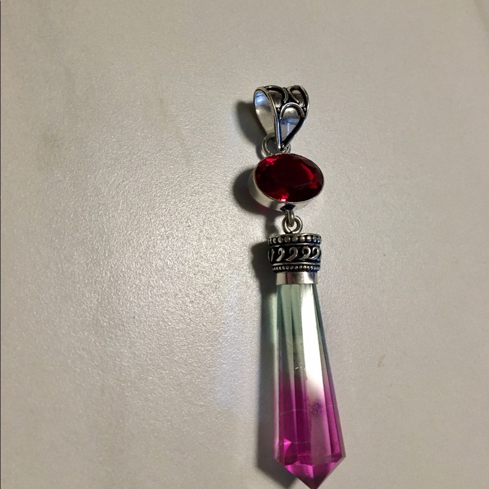 Bi-Color Tourmaline Garnet Pendant - Picture 2 of 4